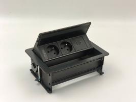 StrongPower elektromos dugaljzat FlipUpPush, USB, 2x francia,fekete