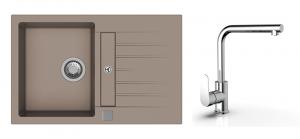 K-StrongSinks S3 mosogató szett Vardar 780 bézs +  Stréva csaptelep króm