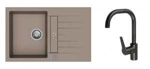 K-StrongSinks S3 mosogató szett Vardar 780 bézs + Garonne csaptelep fekete