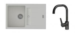 K-StrongSinks S3 mosogató szett Vardar 780 fehér + Garonne csaptelep fekete