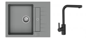 K-StrongSinks S3 mosogató szett Vardar 615 szürke + Ipoly csaptelep fekete