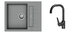 K-StrongSinks S3 mosogató szett Vardar 615 szürke + Garonne csaptelep fekete