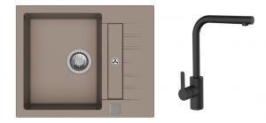 K-StrongSinks S3 mosogató szett Vardar 615 bézs + Ipoly csaptelep fekete