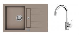 K-StrongSinks S3 mosogató szett Vardar 780 bézs + Rhona csaptelep króm