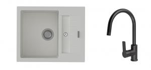 K-StrongSinks S3 mosogató szett Vardar 615 fehér + Loira csaptelep fekete