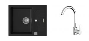 K-StrongSinks S3 mosogató szett Vardar 615 fekete + Seina csaptelep króm