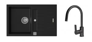 K-StrongSinks S3 mosogató szett Vardar 780 fekete + Loira csaptelep fekete