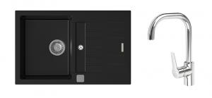 K-StrongSinks S3 mosogató szett Vardar 780 fekete + Garonne csaptelep króm