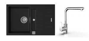 K-StrongSinks S3 mosogató szett Vardar 780 fekete +  Stréva csaptelep króm