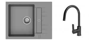 K-StrongSinks S3 mosogató szett Vardar 615 szürke + Loira csaptelep fekete