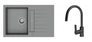 K-StrongSinks S3 mosogató szett Vardar 780 szürke + Loira csaptelep fekete