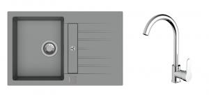 K-StrongSinks S3 mosogató szett Vardar 780 szürke + Seina csaptelep króm