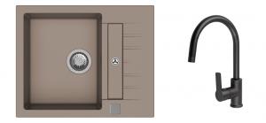 K-StrongSinks S3 mosogató szett Vardar 615 bézs + Loira csaptelep fekete