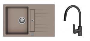 K-StrongSinks S3 mosogató szett Vardar 780 bézs + Loira csaptelep fekete