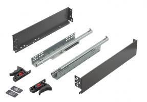 K-StrongMini fiók 89/500mm, csillapított részlegeskihúzású fióksínnel 25kg, szür