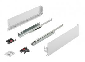 K-StrongMini fiók 121/450mm, csillapított teljeskihúzású fióksínnel 30kg, fehér