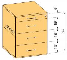 K-BBP kontejner 540/392 mm typ 3 zásuvka plast celovýsuv tlumený dotah