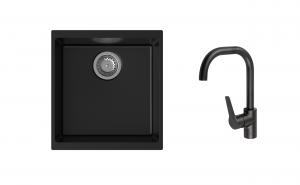 K-StrongSinks S3 mosogató szett Hron 430x460mm fekete + Garonne csaptelep fekete