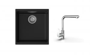 K-StrongSinks S3 mosogató szett Hron 430x460mm fekete + Stréva csaptelep króm