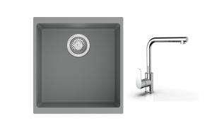 K-StrongSinks S3 mosogató szett Hron 430x460mm szürke + Stréva csaptelep króm