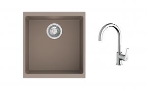 K-StrongSinks S3 mosogató szett Hron 430x460mm bézs + Rhona csaptelep króm