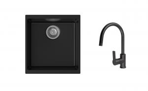 K-StrongSinks S3 mosogató szett Hron 430x460mm fekete + Loira csaptelep fekete