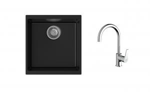 K-StrongSinks S3 mosogató szett Hron 430x460mm fekete + Rhona csaptelep króm