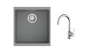 K-StrongSinks S3 mosogató szett Hron 430x460mm szürke + Rhona csaptelep króm