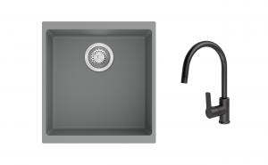 K-StrongSinks S3 mosogató szett Hron 430x460mm szürke + Loira csaptelep fekete