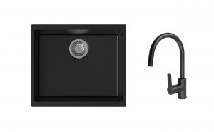 K-StrongSinks S3 mosogató szett Hron 530x460mm fekete + Loira csaptelep fekete