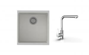 K-StrongSinks S3 mosogató szett Hron 430x460mm fehér + Stréva csaptelep króm