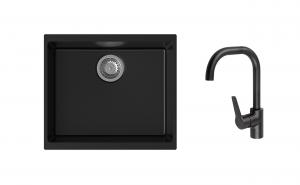 K-StrongSinks S3 mosogató szett Hron 530x460mm fekete + Garonne csaptelep fekete