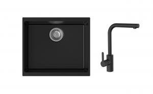 K-StrongSinks S3 mosogató szett Hron 530x460mm fekete + Ipoly csaptelep fekete