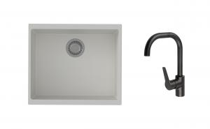 K-StrongSinks S3 mosogató szett Hron 530x460mm fehér + Garonne csaptelep fekete