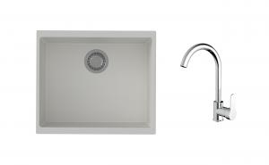 K-StrongSinks S3 mosogató szett Hron 530x460mm fehér + Seina csaptelep króm