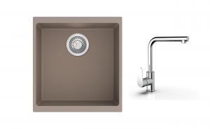 K-StrongSinks S3 mosogató szett Hron 430x460mm bézs + Stréva csaptelep króm