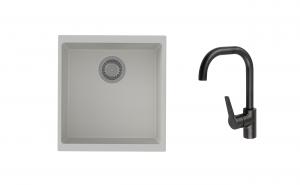 K-StrongSinks S3 mosogató szett Hron 430x460mm fehér + Garonne csaptelep fekete