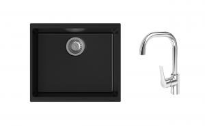 K-StrongSinks S3 mosogató szett Hron 530x460mm fekete + Garonne csaptelep króm