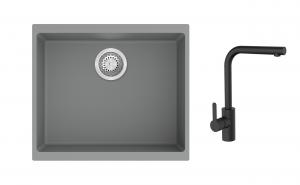 K-StrongSinks S3 mosogató szett Hron 530x460mm szürke + Ipoly csaptelep fekete