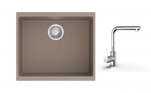 K-StrongSinks S3 mosogató szett Hron 530x460mm bézs + Stréva csaptelep króm