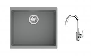K-StrongSinks S3 mosogató szett Hron 530x460mm szürke + Rhona csaptelep króm