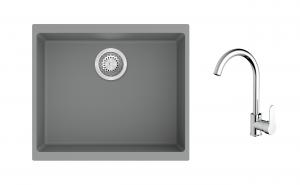K-StrongSinks S3 mosogató szett Hron 530x460mm szürke + Seina csaptelep króm