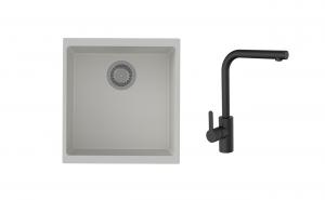 K-StrongSinks S3 mosogató szett Hron 430x460mm fehér + Ipoly csaptelep fekete