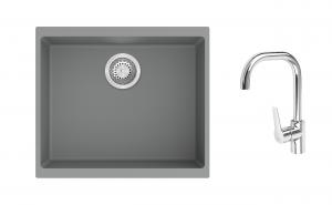 K-StrongSinks S3 mosogató szett Hron 530x460mm szürke + Garonne csaptelep króm