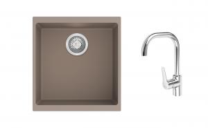 K-StrongSinks S3 mosogató szett Hron 430x460mm bézs + Garonne csaptelep króm