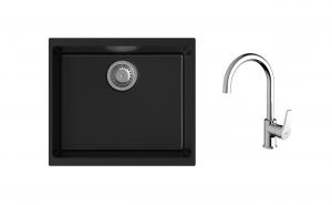 K-StrongSinks S3 mosogató szett Hron 530x460mm fekete + Rhona csaptelep króm