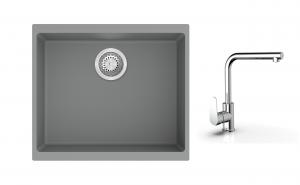 K-StrongSinks S3 mosogató szett Hron 530x460mm szürke + Stréva csaptelep króm