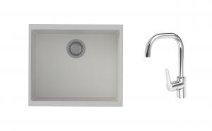K-StrongSinks S3 mosogató szett Hron 530x460mm fehér + Garonne csaptelep króm