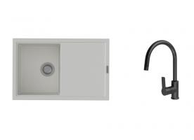 K-StrongSinks S3 mosogató szett Labe 780x500mm fehér + Loira csaptelep fekete