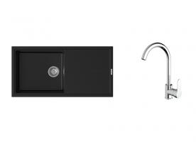 K-StrongSinks S3 mosogató szett Labe 1000x500mm fekete + Seina csaptelep króm